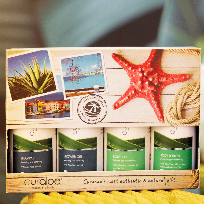 Aloe Vera Body Lotion 80% in Curaloe Curacao Souvenir Box for soft and firm skin